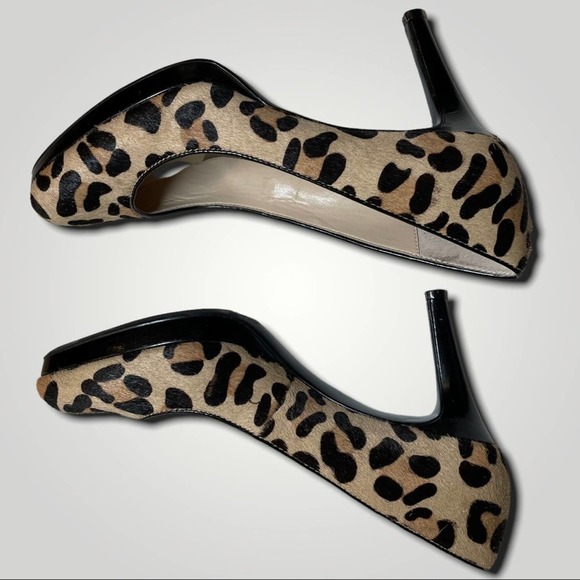 CALVIN KLEIN PONY HAIR LEOPARD PRINT PLATFORM 3" HEEL PUMPS - 7 - Picture 2 of 10